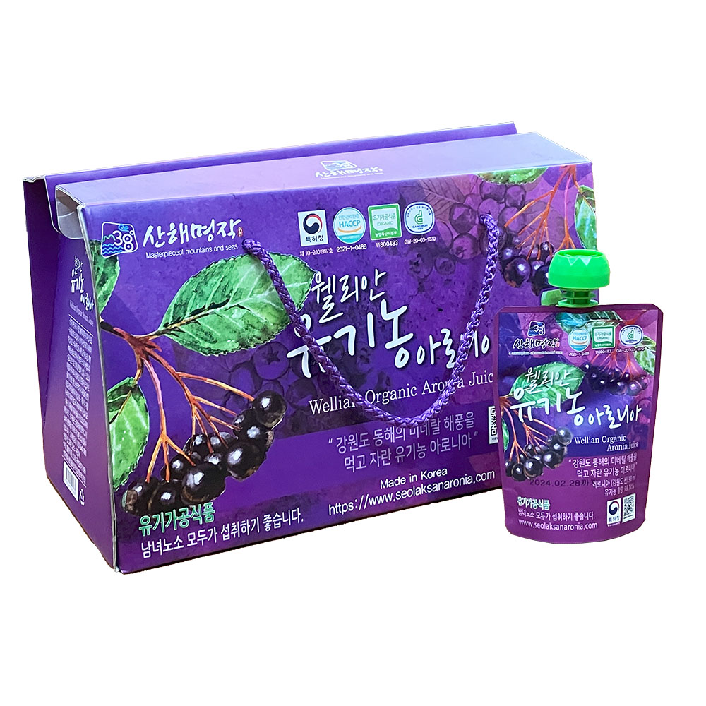 【禮盒装】韓國雪嶽山 100% 有機野櫻莓汁｜不老莓｜90ml x30包｜Wellian｜韓國製造
